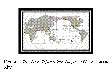 Caixa de texto:      Figura 1: The Loop Tijuana San Diego, 1997, de Francis Alÿs.  